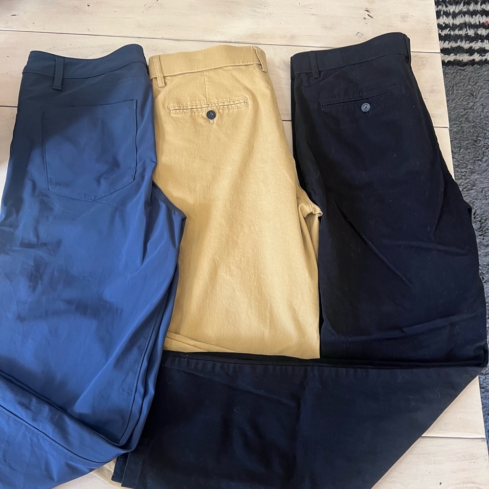 3 Pair! Men’s Flat Front Chinos, Slim Fit